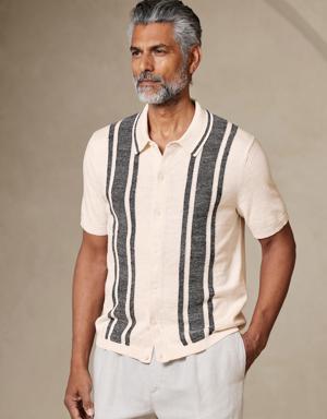 Gianni Linen-Cotton Sweater Polo multi