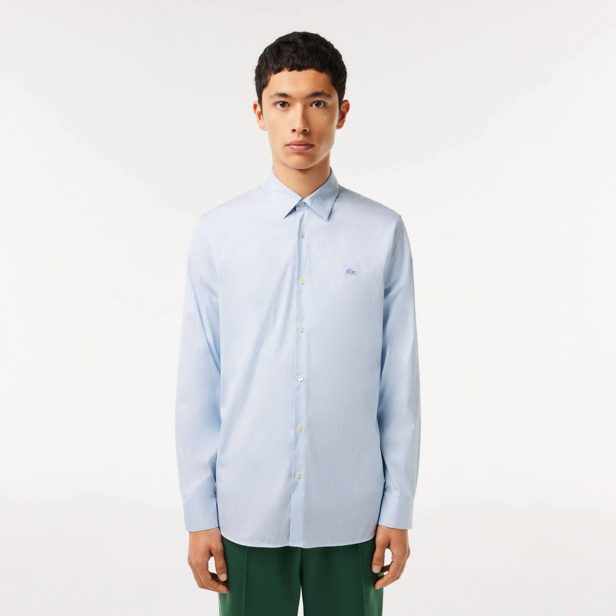 Lacoste Men's Lacoste Slim Fit Check Stretch Poplin Shirt. 1