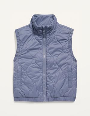 Cropped Quilted Vest for Girls blue