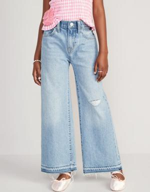 High-Waisted Baggy Wide-Leg Jeans for Girls blue
