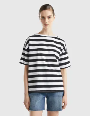 striped t-shirt with boat neck
