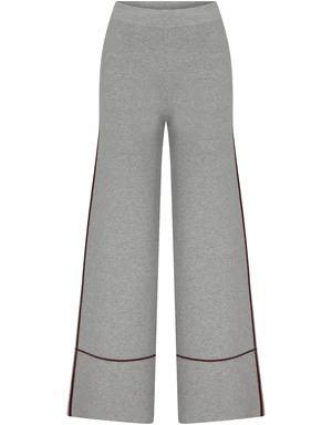 Line Detailed Gray Knitwear Trousers