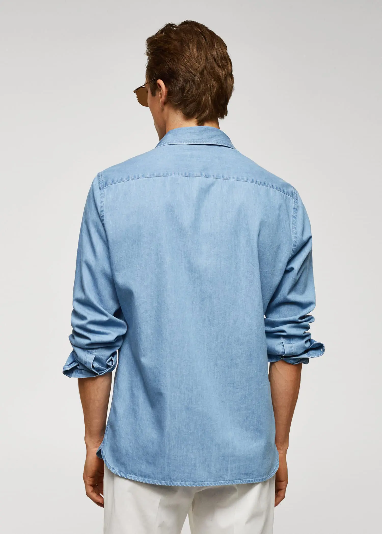 Mango Slim-fit chambray cotton shirt. 3