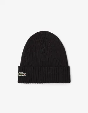 Unisex Lacoste Ribbed Wool Beanie