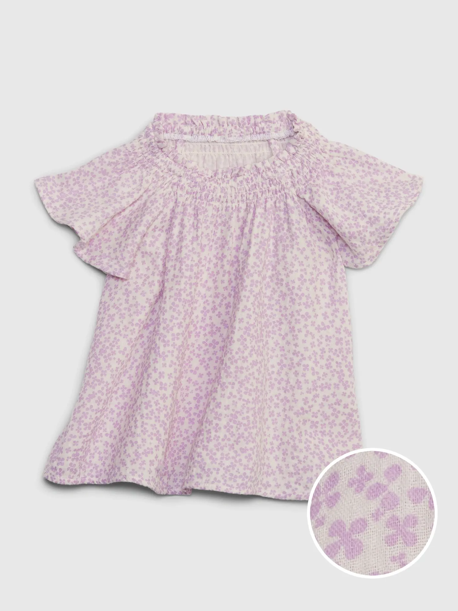 Gap Toddler Floral Flutter Sleeve Top purple. 1