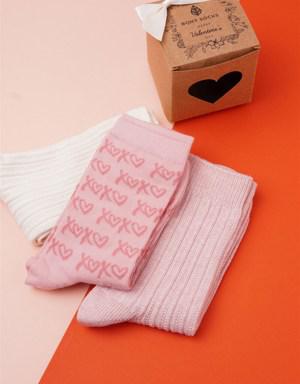 3 lü Paket Sevgililer Günü Kadın Soket Çorap Desenli