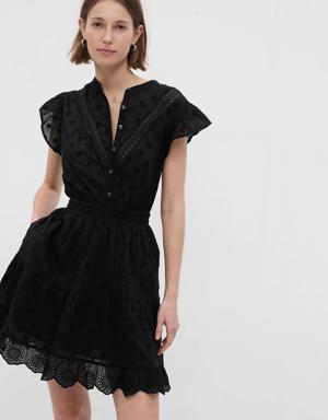 Gap Flutter Sleeve Lace Mini Dress black