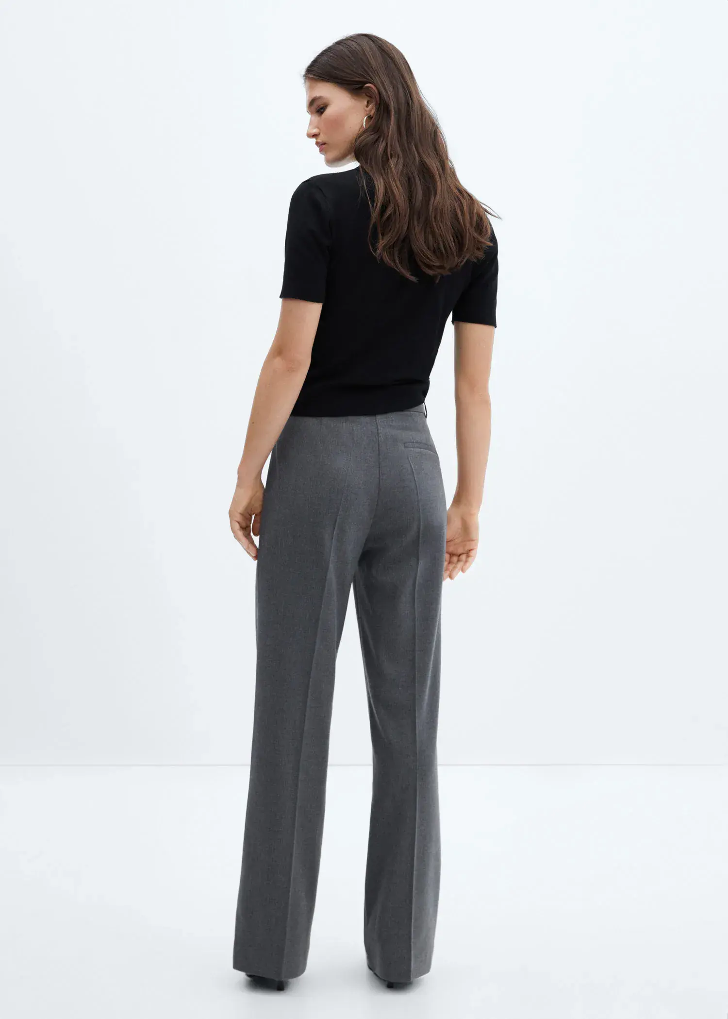 Mango Straight trousers with side button. 3