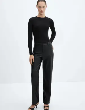 Mid-rise leather effect pants