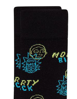 Rick And Morty Baskılı Siyah Soket Çorap