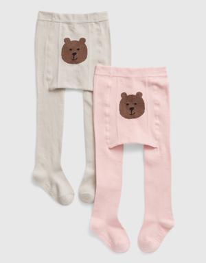 Toddler Cotton Bear Tights (2-Pack) pink