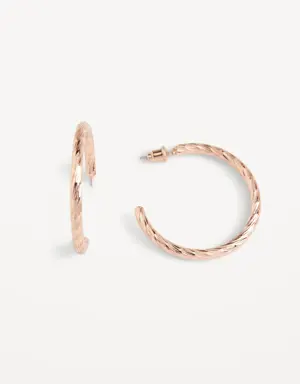 Rose Gold-Tone Spiral-Hammered Hoop Earrings for Women beige