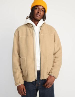 Mock-Neck Sherpa Full-Zip Jacket for Men beige