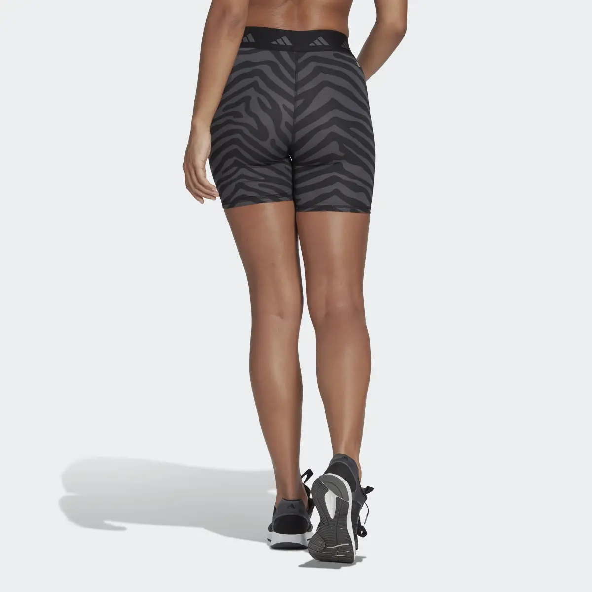 Adidas Hyperglam Techfit Zebra High-Waisted Shorts. 2