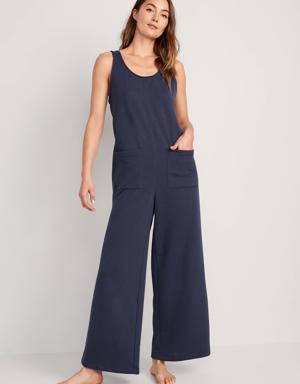 Old Navy Sleeveless Loose Marled Fleece Lounge Jumpsuit for Women blue
