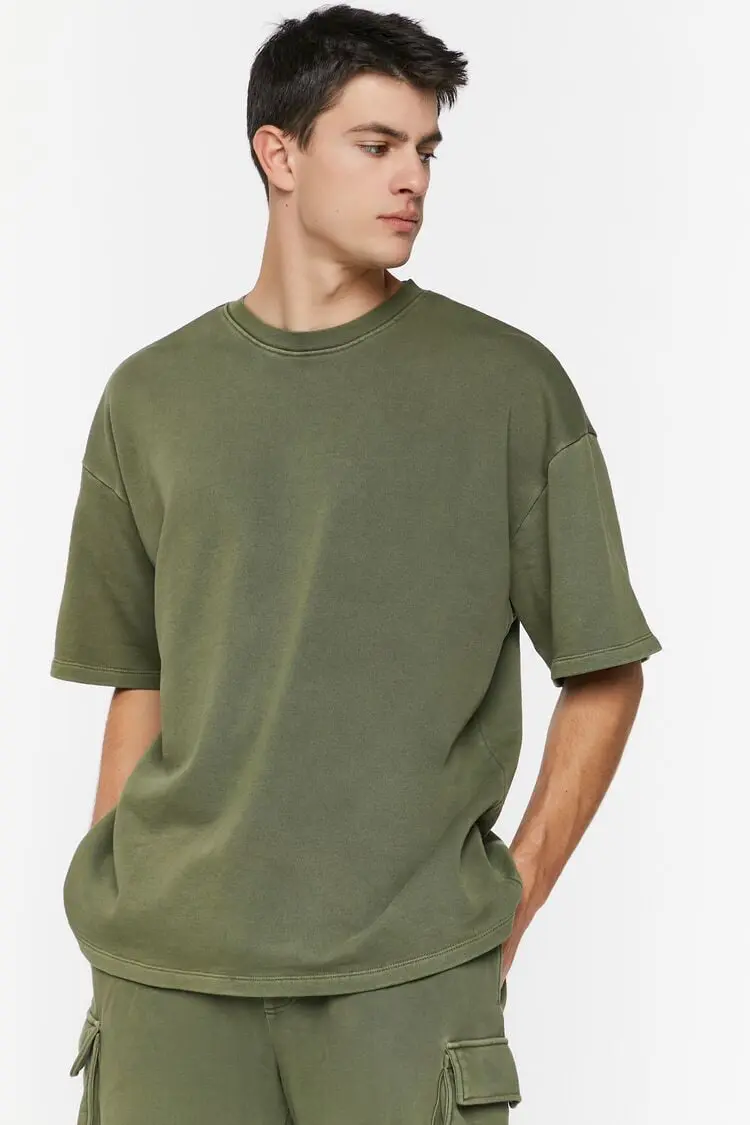 Forever 21 Forever 21 French Terry Crew Tee Olive. 1
