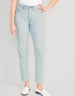 Curvy High-Waisted Button-Fly OG Straight Ankle Jeans for Women blue