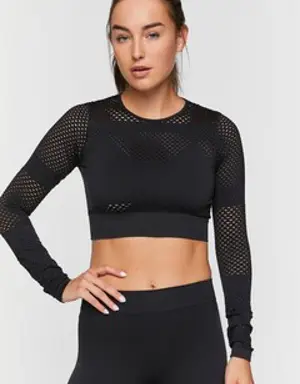 Forever 21 Active Seamless Netted Crop Top Black