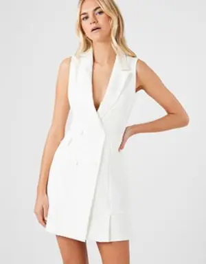 Forever 21 Pleated Sleeveless Blazer Dress Ivory