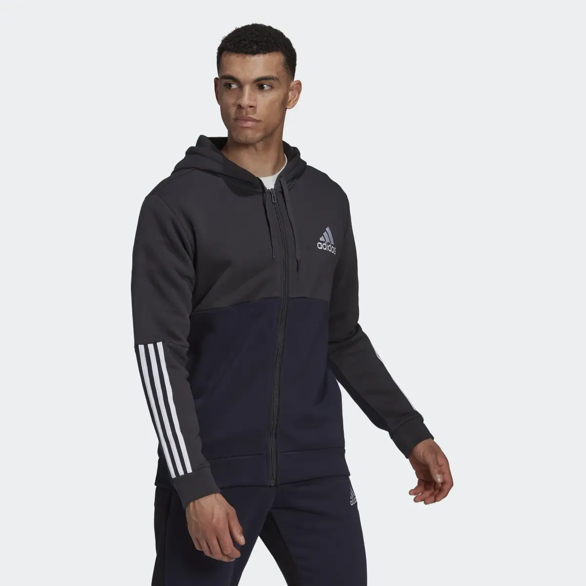 Adidas Essentials Colorblock Fleece Full-Zip Hoodie. 2