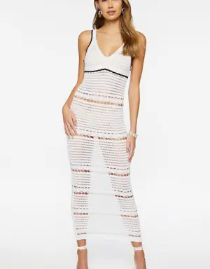 Forever 21 Crochet Semi Sheer Midi Dress Cream