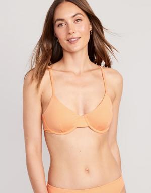 Rib-Knit Underwire Bikini Swim Top for Women orange