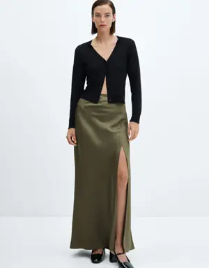 Satin skirt with side slit