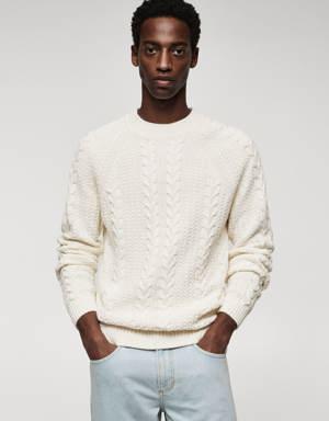 Sweter bawełniany z warkoczami