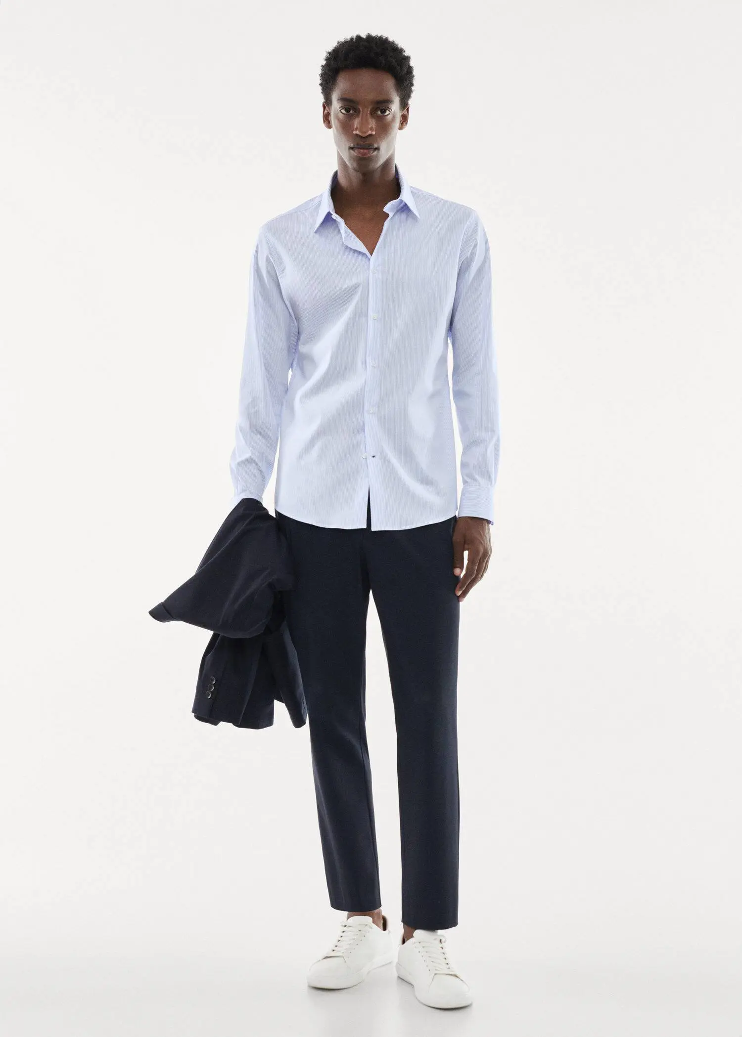 Mango Slim fit stretch cotton suit shirt. 3