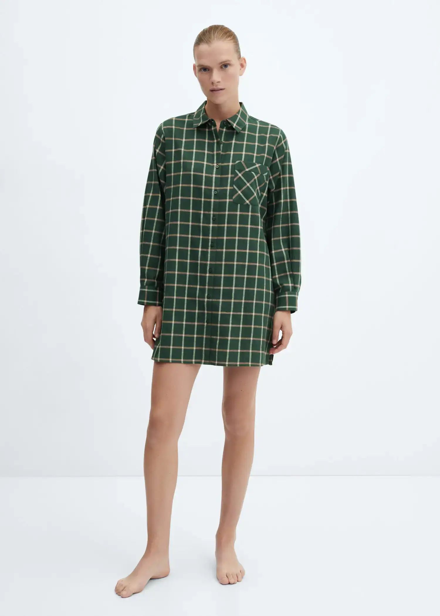 Mango Check flannel lace nightgown. 2