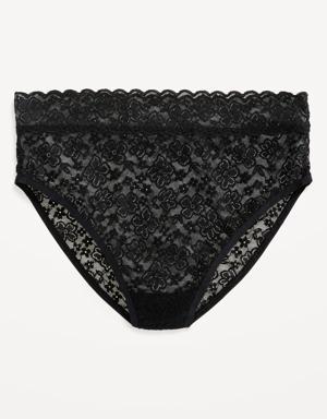 High-Waisted French-Cut Lace Bikini Underwear for Women black