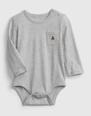 Baby Organic Cotton Mix and Match Pocket Bodysuit gray