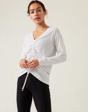 Crossover Ruched Top white