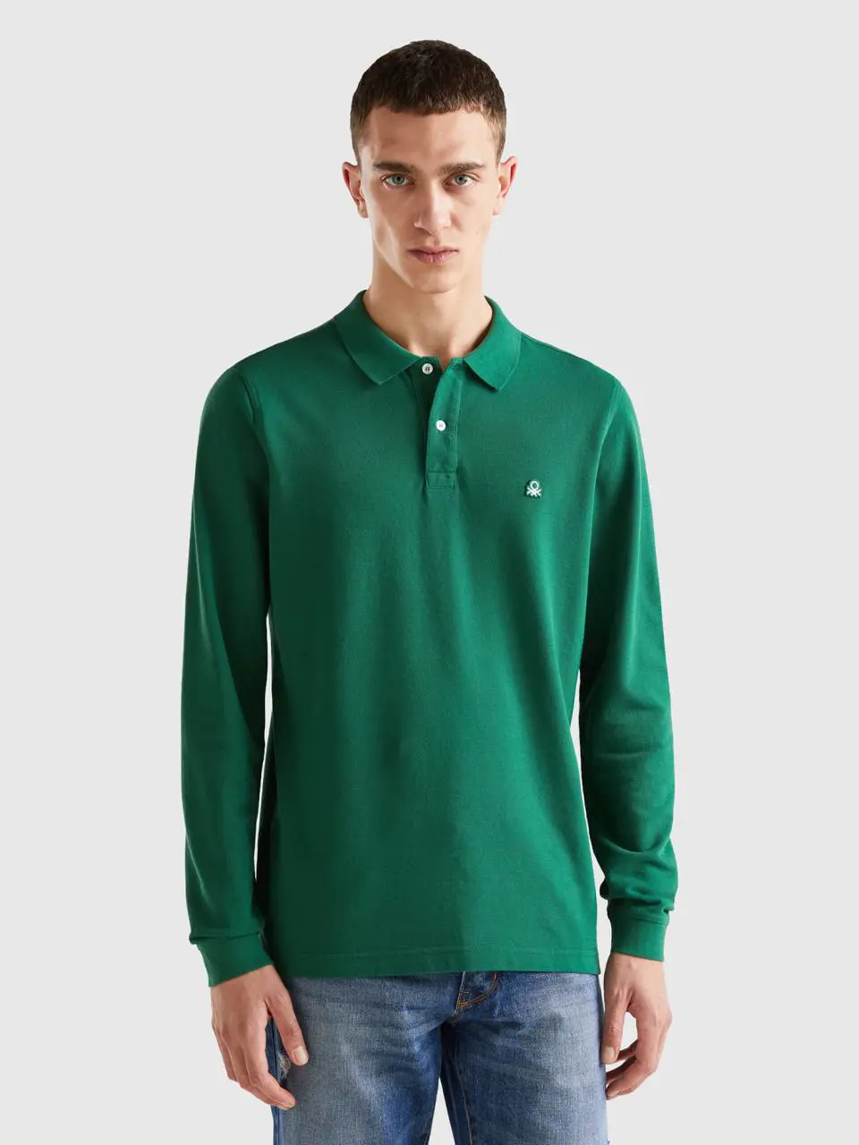 Benetton long sleeve 100% cotton polo. 1
