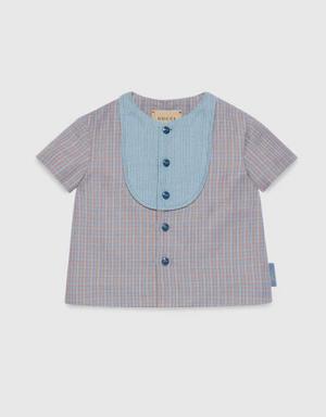 Baby linen and wool check jacket