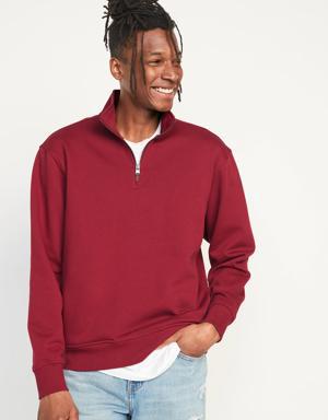 Oversized Quarter-Zip Mock-Neck Sweatshirt for Men red