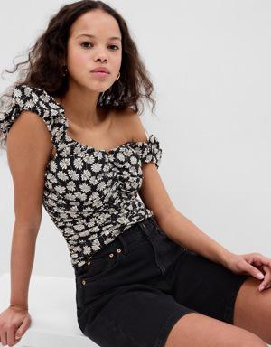 Cropped Ruched Top black