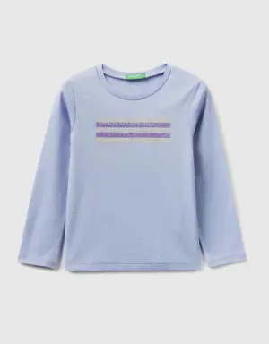 long sleeve t-shirt with glitter print