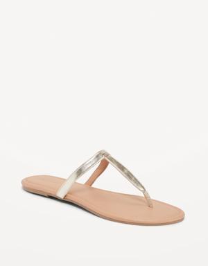 Old Navy Faux-Leather T-Strap Sandals for Women gold