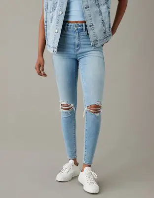 American Eagle Next Level Ripped Super High-Waisted Jegging. 1