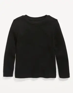 Unisex Solid Long-Sleeve Thermal-Knit T-Shirt for Toddler black