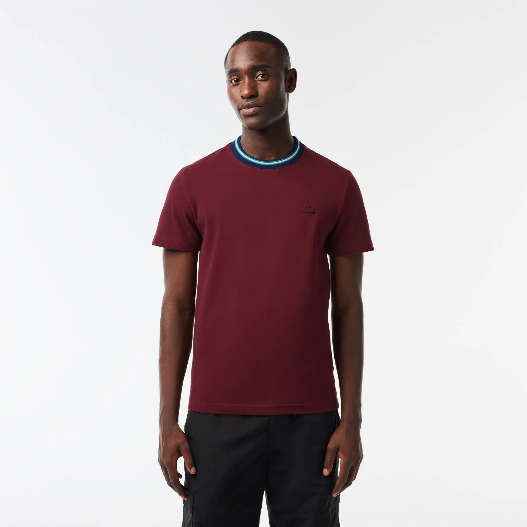 Lacoste burgundy shop t shirt