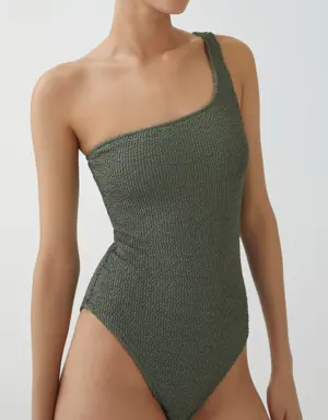 Asymmetrical textured swimsuit