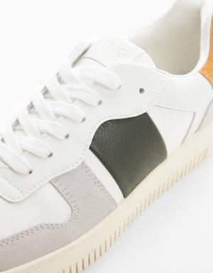 Combined leather sneakers