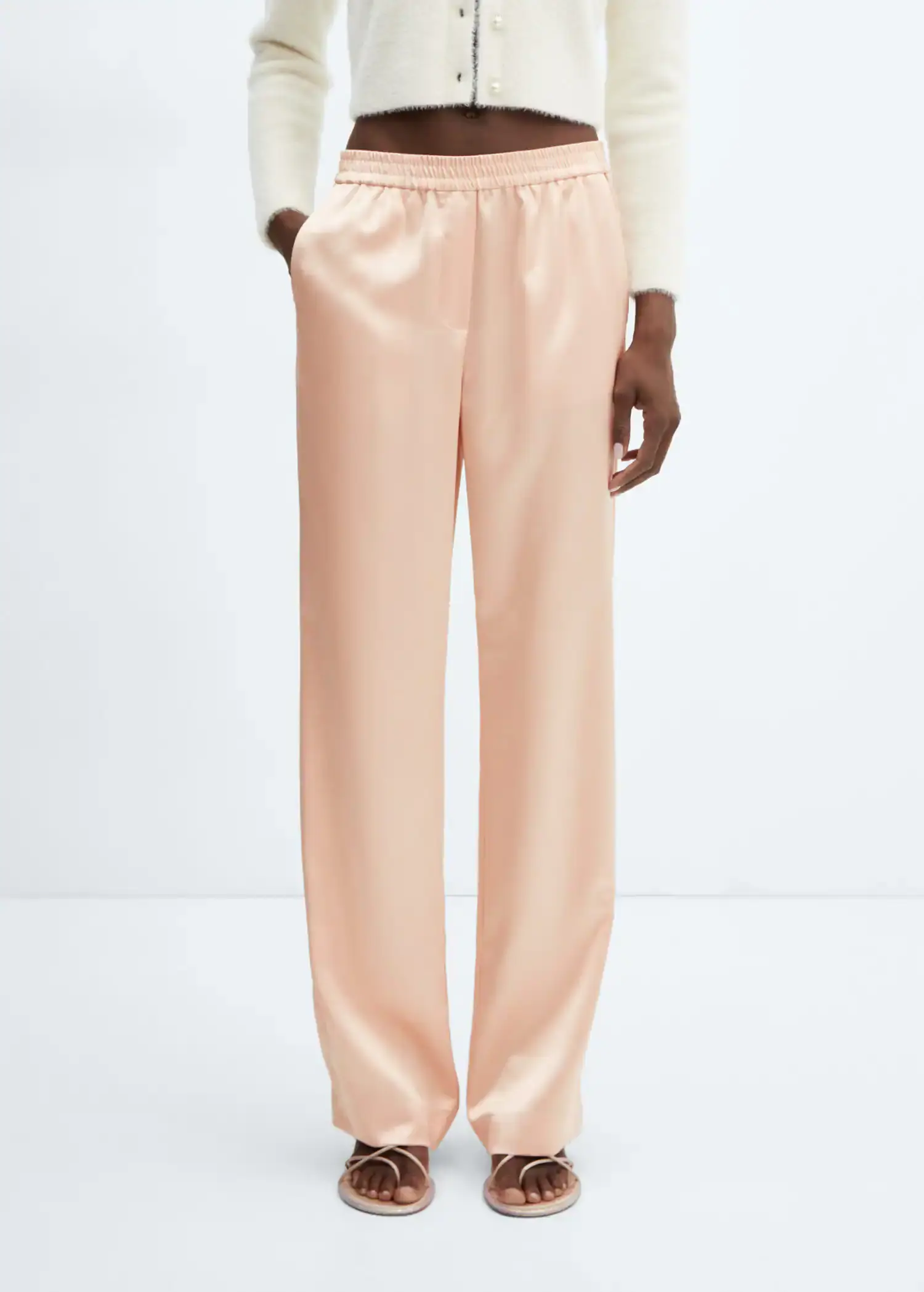 Mango Satin trousers with elastic waist. 2