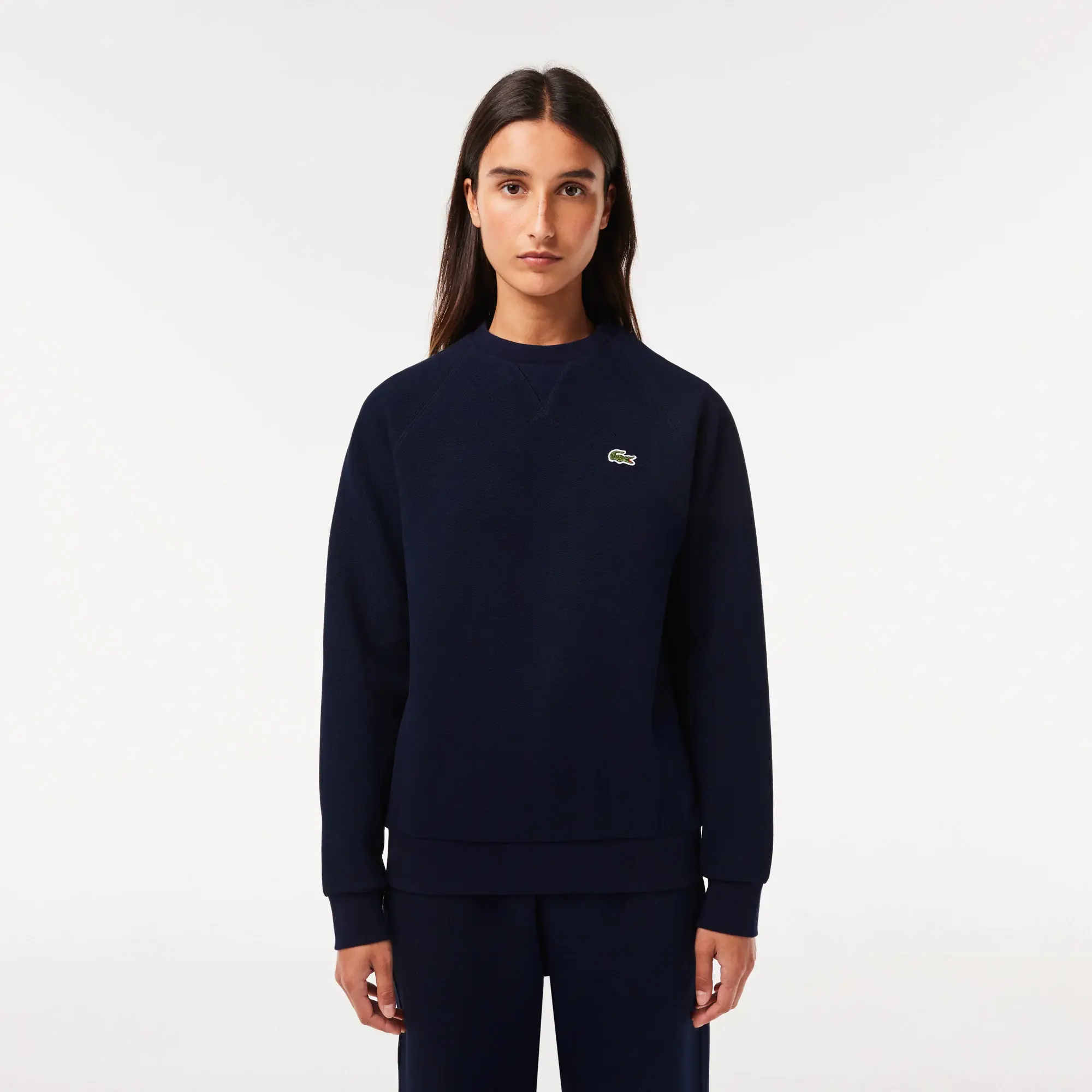 Lacoste Women’s Crew Neck Piqué Sweatshirt. 1