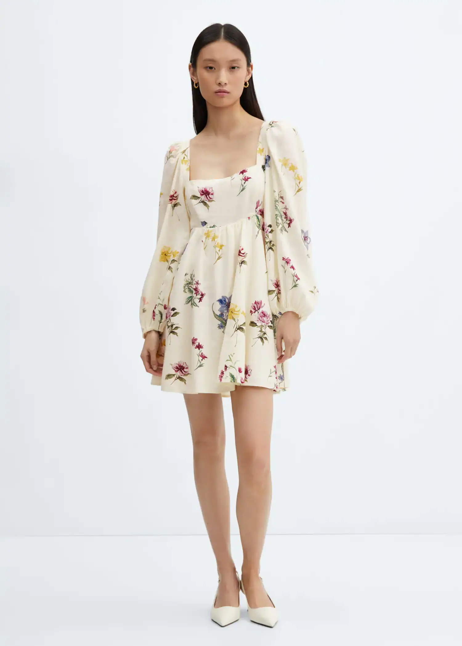Mango Floral linen-blend dress. 1