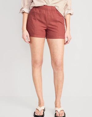 High-Waisted Linen-Blend Utility Shorts for Women -- 3.5-inch inseam pink