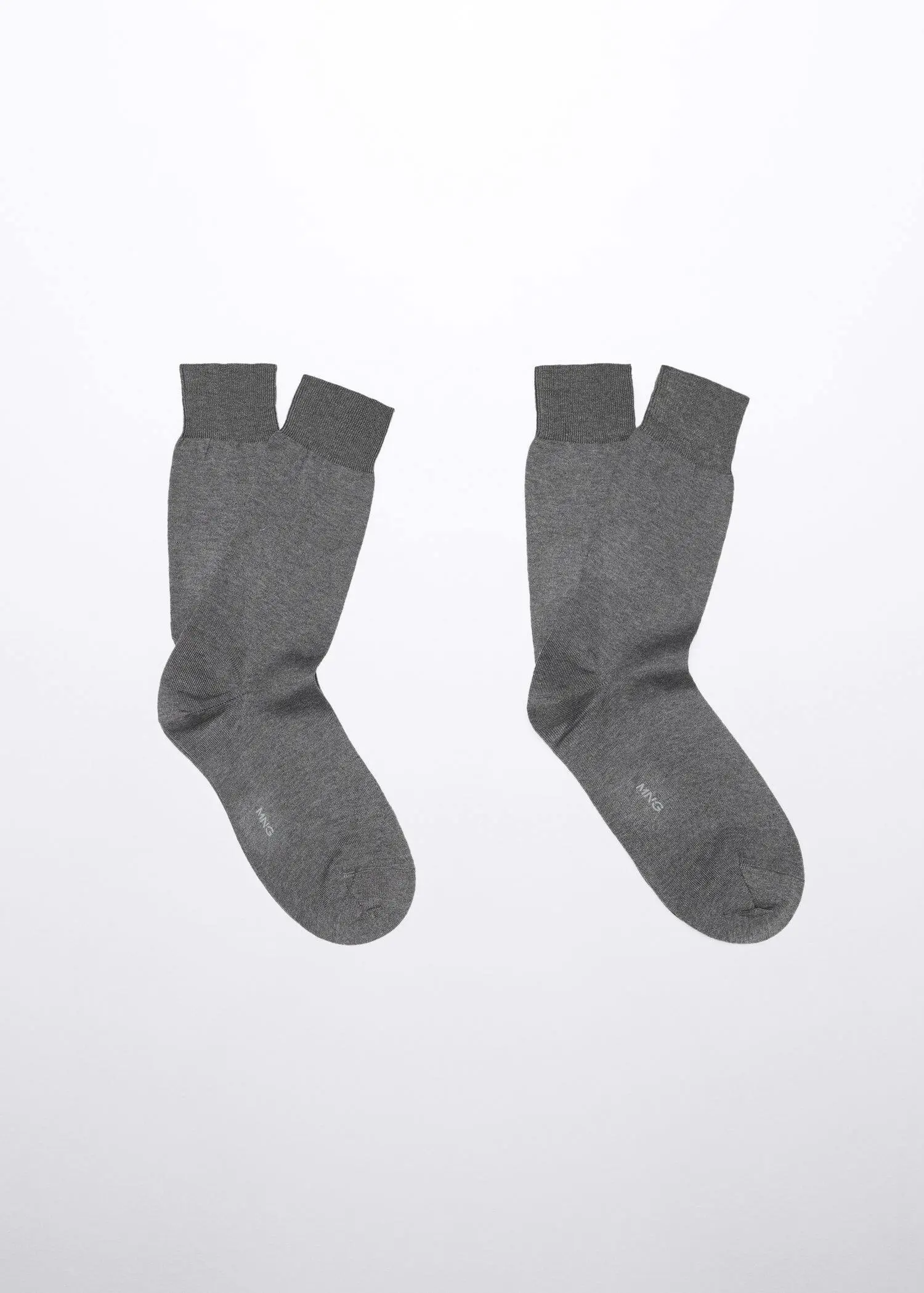 Mango Pack of 2 100% plain cotton socks. a pair of grey socks on a white background 