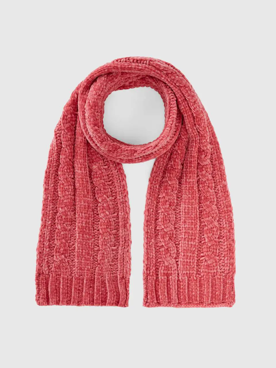 Benetton chenille scarf with cable knit. 1
